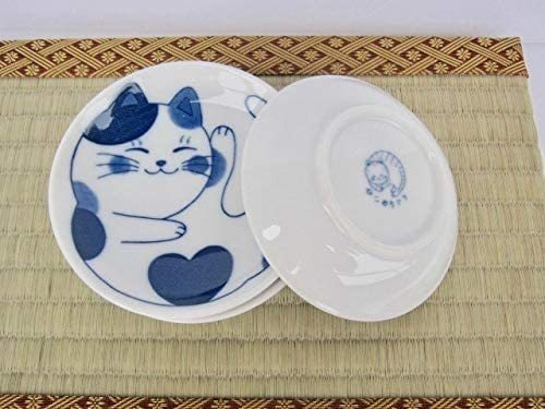 Juego 4 Plato Pequeño Japonese Ceramica Diseño Gato 3.5