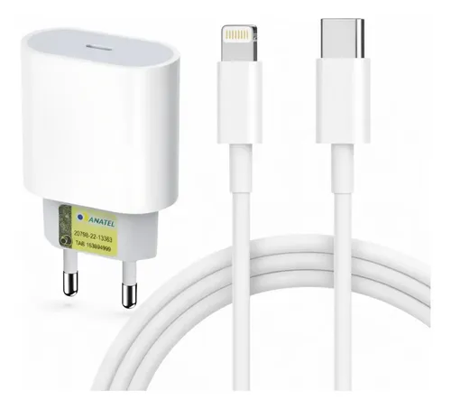 Carregador Turbo 30w Super Rápido Usb-c Compatível Com iPhone 6 7 8 X Xr 11 12 13 14 Pro Max Fonte Com Entrada Tipo-c Certificado Pela Anatel Branco