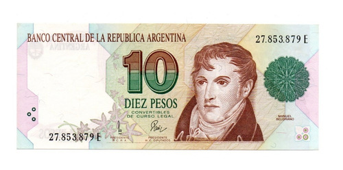 Billete Argentina 10 Pesos Convertibles 1er Dis Bot 3049 Ex+