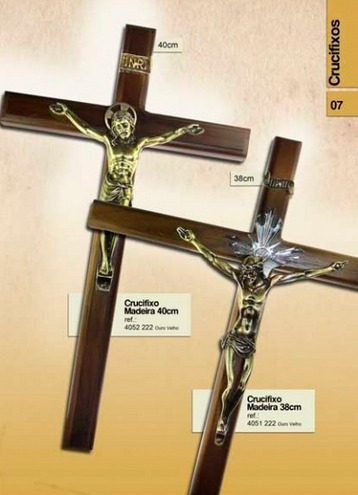 Crucifixo Grande Madeira Cristo 38 Cm Cruz Jesus Inri