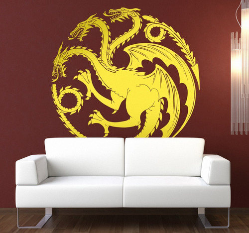 Vinilo Decorativo Dragon 3 Cabezas Pared Mas Diseños 4u