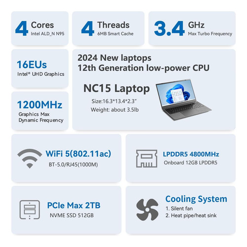 Computadoras Portátiles Gtbox 12th N95 4c 4t Max 3.4ghz