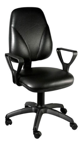 Imagen 1 de 2 de Silla de escritorio Baires4 Ejecutiva Riñonera ergonómica  negra con tapizado de cuero sintético