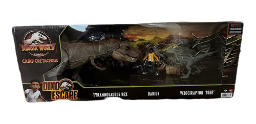 Jurassic World Dino Scape Pack Tiranosaurio T Rex + Blue + D