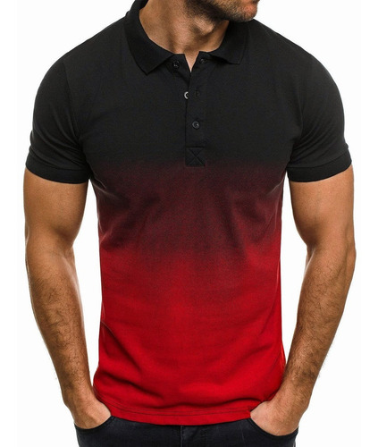 Playera Tipo Polo Casual Calidad Manga Corta Gradiente 3d