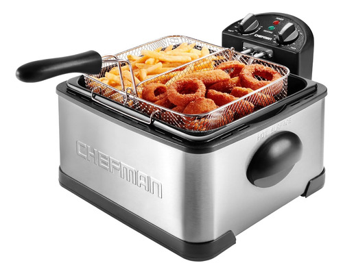 Freidora Chefman Dual Cook Pro De 4,5 Litros Con Colador ...