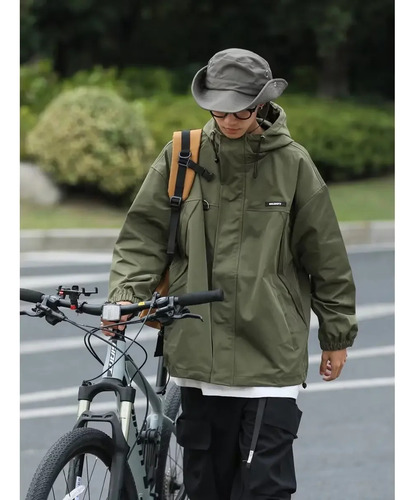 A Chaqueta Casual Con Capucha Impermeable De Doble Capa