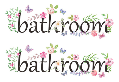 Adhesivo Para Puerta Y Baño Con Diseño De Flores, 2 Unidades