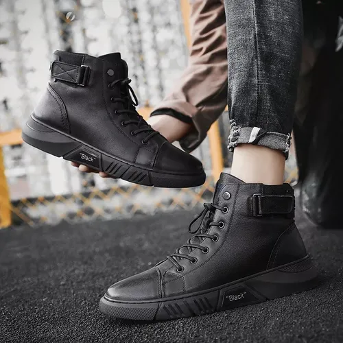 U 2023 Botas De Cuero Versátiles Negras Clásicas