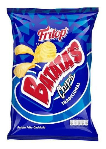 100un Mini Salgadinho Batata Chips Fritop Tradicional 20gr