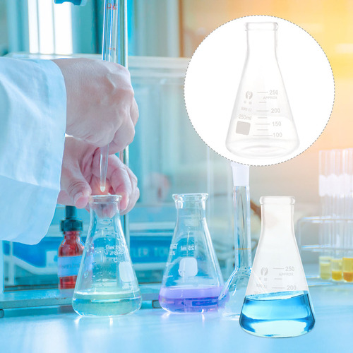 Frasco De Química Erlenmeyer, Botella De Vidrio, 4 Unidades
