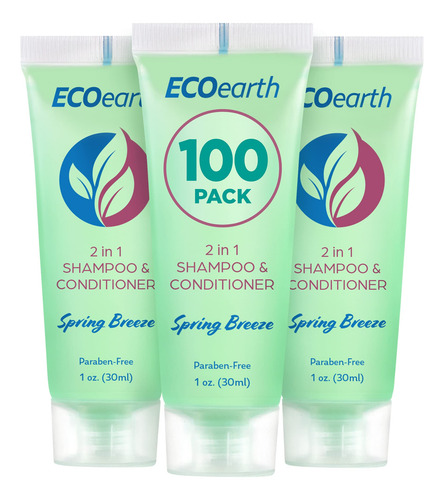 Shampoo Condicionador Travel Size 2 Em 1 Ecoearth 30 Ml, 100