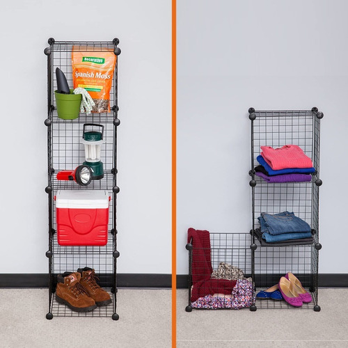 Utilisimo Mueble Organizador Minimalista Zapatera Apilable Color Negro