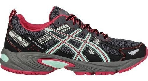 Tenis Asics Dama Gel- Venture  5 Gris/ Rosa/ Celeste 23