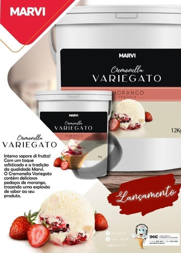 Variegato Morango 4,0 Kg - Marvi Cremonella