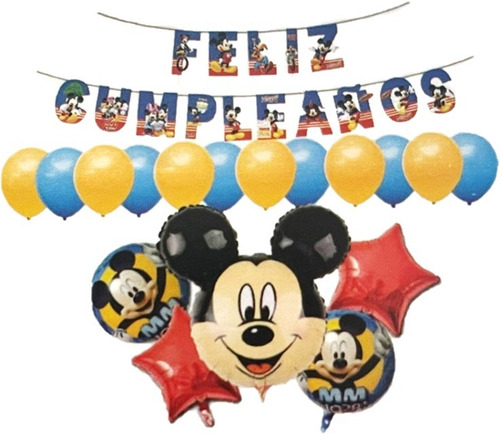 Pack Decoración Globos Cumpleaños Mickey O Minnie A Elección
