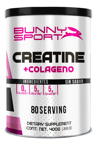 Creatina + Colgeno Bunny 400 Grs 80 Serv Sabor Natural Natural