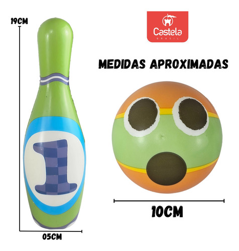Brinquedo Boliche Educativo Infantil 6 Pinos 2 Bolas Castela