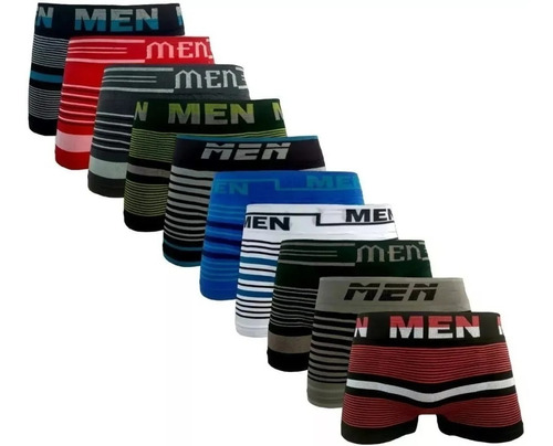  Cuecas Box Boxe Men Sem Costura Kit/12 Unidades