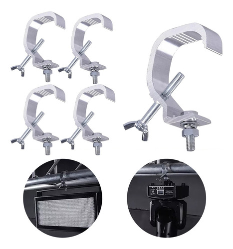 5 Pcs Clamps Gancho Para Colgar Luces Aluminio De Escenario
