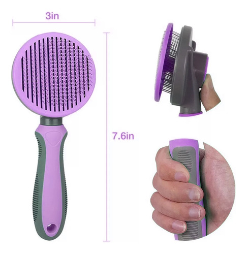 Cepillo Peine Deslanador Perro Gato Para Quita Pelo 2 En 1 Color Púrpura