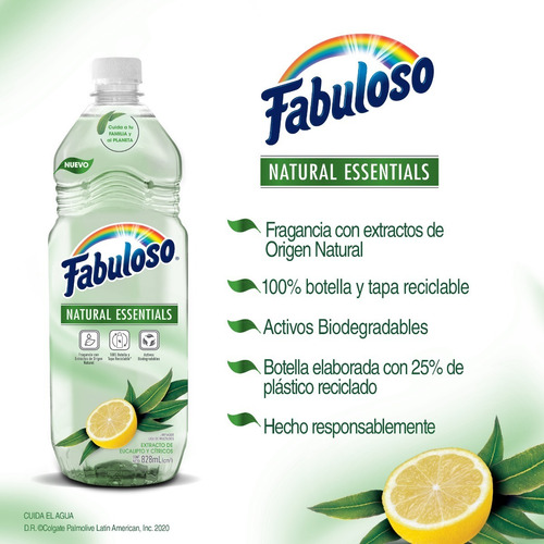 Imagen 4 de 4 de Fabuloso Limpiador Líquido Natural Essentials, 828ml