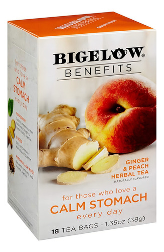 Bigelow Te Benefits Ginger Peach Jengibre Durazno 18 Pack