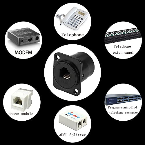 Pack Conector Rj12 Panel Mount Para Alarmas Y Telfonos