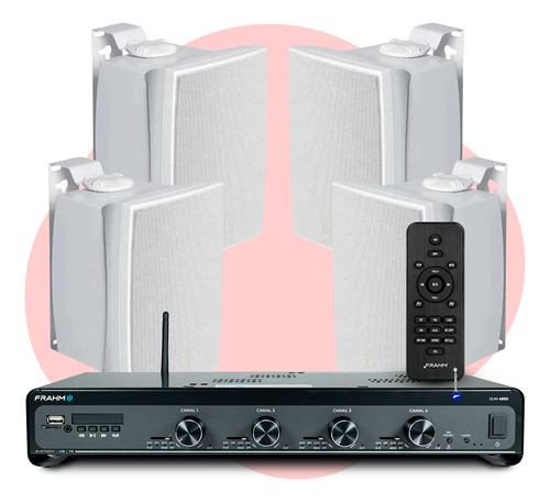 Som Ambiente Bluetooth Frahm Slim 4500 Sd + 4 Caixas Jbl Top