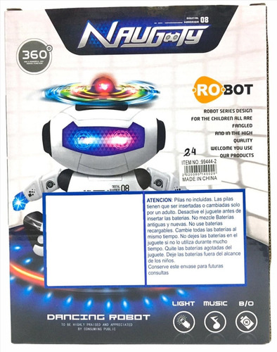 Imagen 8 de 10 de Robot -x 360º Movimiento Baila Luces Sonido New 6540 Bigshop