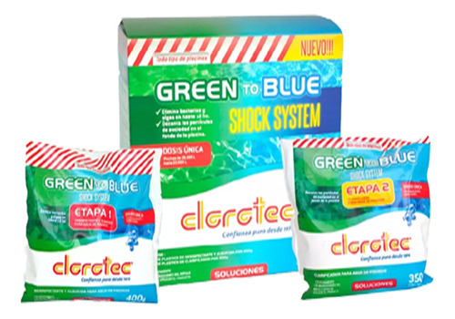 Green To Blue Shock System 750 G Agua Verde Clorotec - Mm