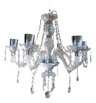Comprar Araña Colgante De Vidrio 6 Luces Portalamparas Cromados!!