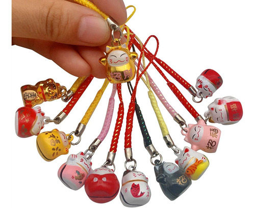 Eatingbiting 12 Llaveros Con Forma De Gato Y Maneki Neko Con