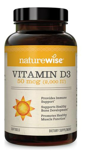 Vitamina D3 2000iu Naturewise En Aceite De Oliva, 200 Cápsulas