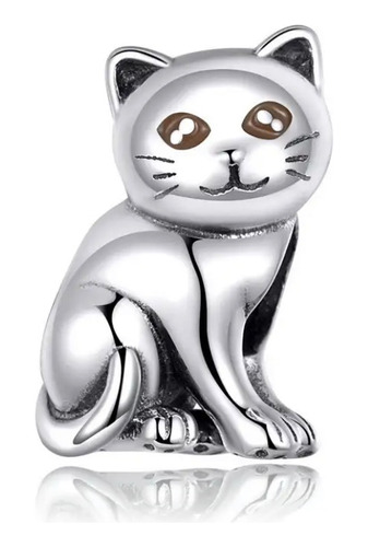 Charm 100% Plata Ley 925 Dije Gato Gatito Ojos Para Pandora