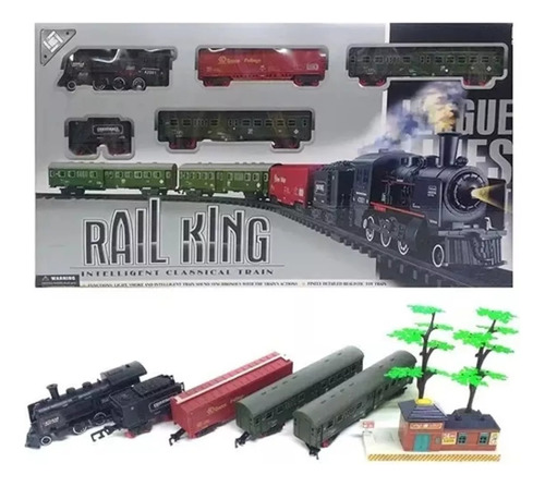 Rail King Set De Tren A Pilas 4 Vagones 156x78cm - 19031-2