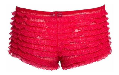 Leg Avenue Micromesh Lave Ruffle Tanga Short Rojo One Size