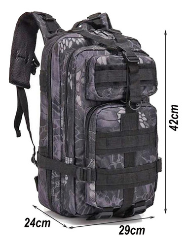 Mochila Tatica Reforçada Militar Camuflada 30lt Impermeavel Cor Preto 929-L Desenho do tecido Camuflagem