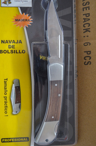 Imagen 2 de 2 de Navaja Táctica Vikingo Modelo Mango De Madera