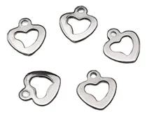 Comprar 10 Mini Dijes Corazoncito Calado Fornitura Acero Qui Pulsera