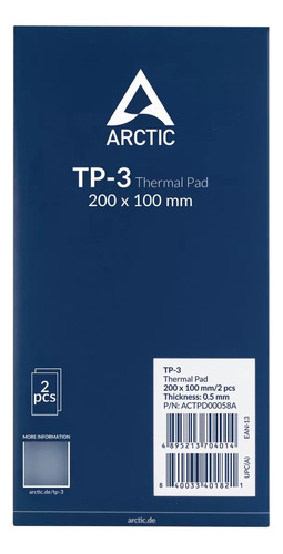 Pad Térmico Arctic Tp-3 200 X 100 X 0.5mm Azul (2 Pack)