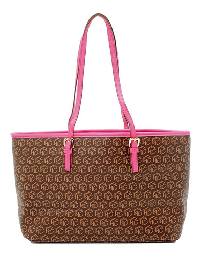 Imagen 3 de 6 de Bolsa Hpc Polo Tote Signature Chocolate Con Rosa
