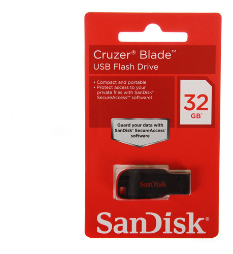 Imagen 2 de 6 de Memoria USB SanDisk Cruzer Blade 32GB 2.0 negro y rojo
