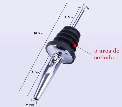 Imagen 7 de 7 de Pico Vertedor / Dosificador Inoxidable Coctelería (x 4 Un.)