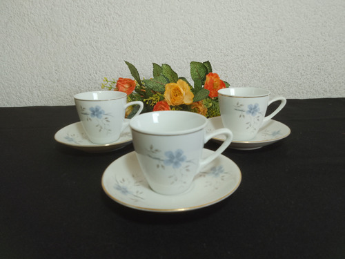 Tazas De Cafe Porcelana Grand Boulogne Flores Azules Y Lilas