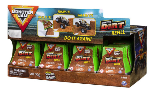 Spin Master Kinetict Sand Monster Jam Dirt Refill Pack 4 Pzs