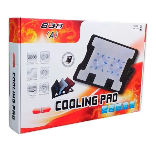 Base 2 Coolers Para Notebook Hasta 17 Altura Regulable Leds