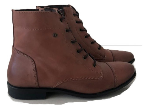 Bota/coturno Perlatto F633 Couro Legítimo Pinhão Original