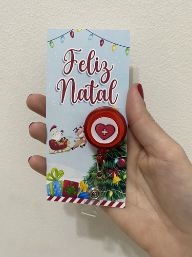 Enfermagem Lembrancinha De Natal - 50 Card Com Porta Crachá