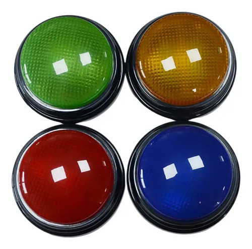 Kavolet Botones grabables con luz, botón de sonido multicolor, zumbadores de respuesta grabables, juego de 4, botón fácil para la noche de juego familiar, botón de conversación en el aula